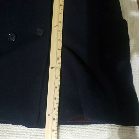 Westbound Dillard's Pea Coat Navy Double Breasted 100% Wool Shell Size 12 - Picture 8 of 13